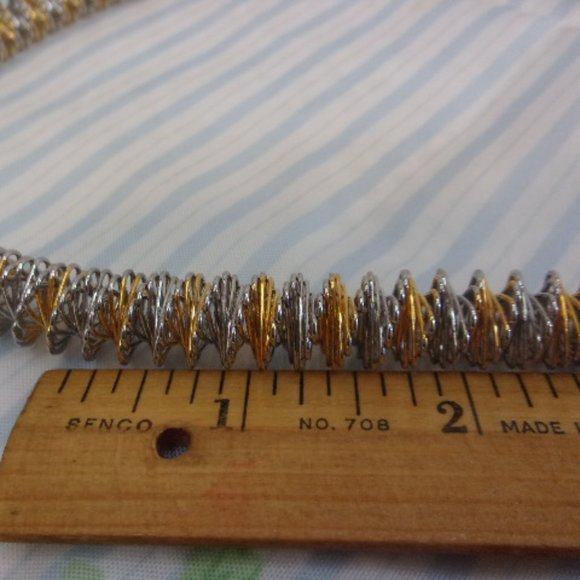 Gold Silver Spring Coil Wire Necklace 21" L - Picture 6 of 6